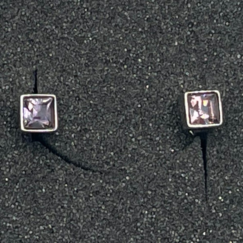 Amethyst Stud Earrings w/Gift Box - NEW